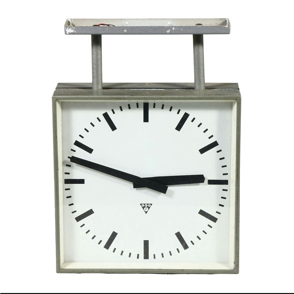 Pragotron Vintage Ceiling Clock Double Midcentury Retro Industrial Railroad Wall